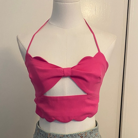 Tobi Pink Cropped Halter Top Size Small - Picture 2 of 9